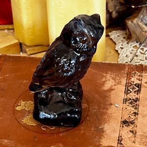 Vintage Art Glass Owl Figurine – Purple Slag Glass Owl | Mid-Century Glass Colle